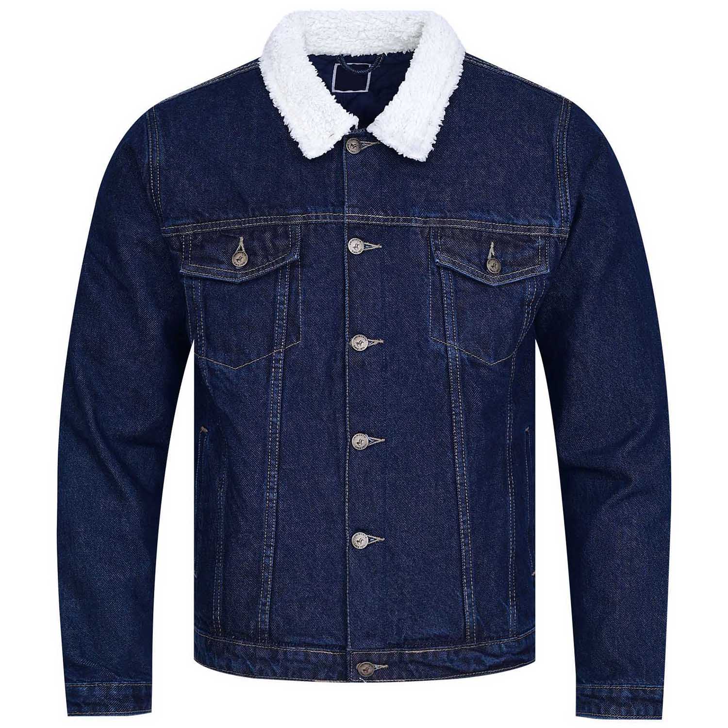 Dark Indigo Denim Jacket with Sherpa Collar